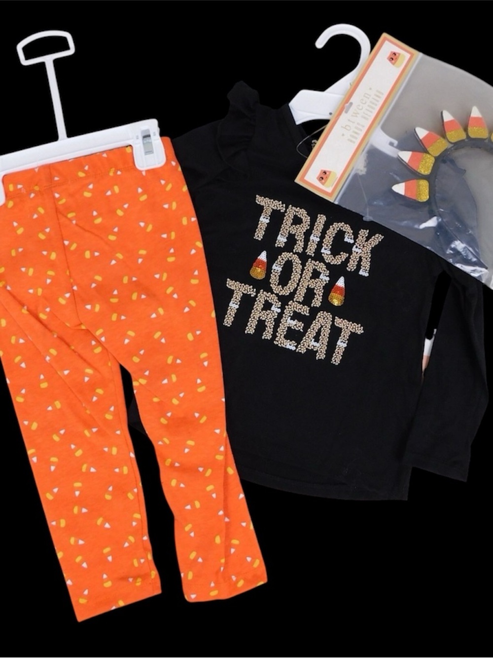 Btween toddlers Halloween Fall 2piece Outfit headband candy corn leggings Girls